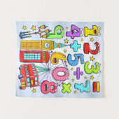 Cute Maths Numbers London Poster for Kids タペストリー (正面(横))