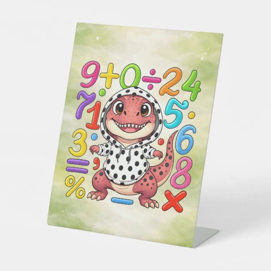 Cute Maths Numbers Monster Desk Art for Kids 台座サイン (正面)