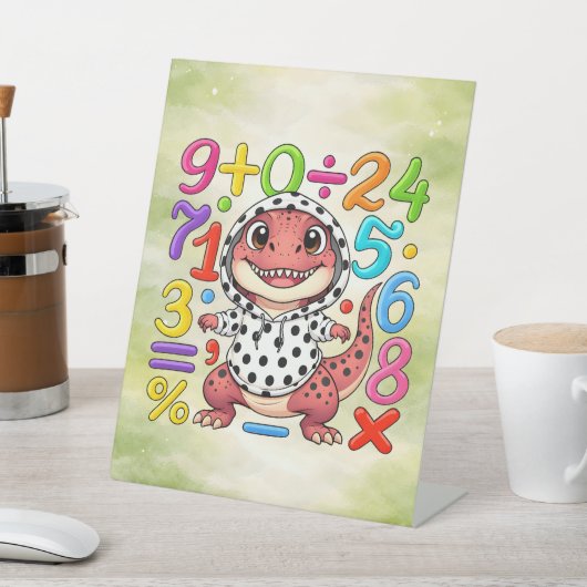 Cute Maths Numbers Monster Desk Art for Kids 台座サイン (インサイチュ)
