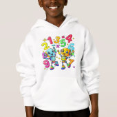 Cute Maths Numbers Monsters Cartoon Hoodie Kids UK (正面)