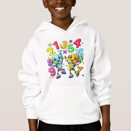 Cute Maths Numbers Monsters Cartoon Hoodie Kids UK (正面)