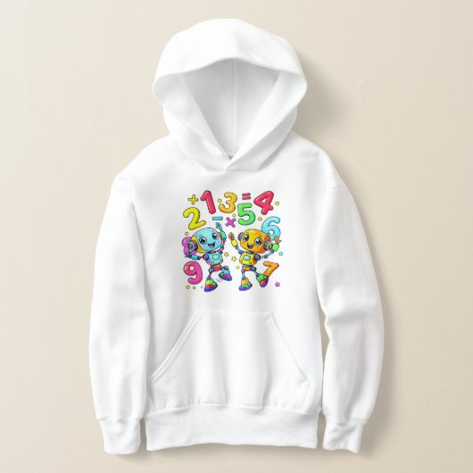 Cute Maths Numbers Monsters Cartoon Hoodie Kids UK (レイダウン)