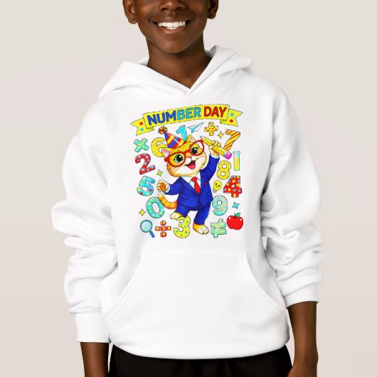 Cute Maths Numbers Mouse Number Day Hoodie Kids UK (正面)