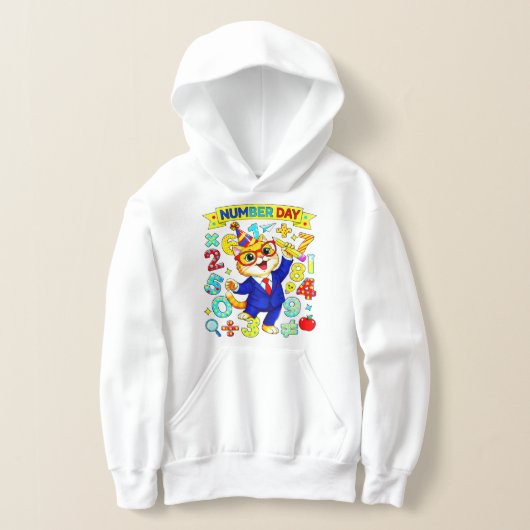 Cute Maths Numbers Mouse Number Day Hoodie Kids UK (レイダウン)