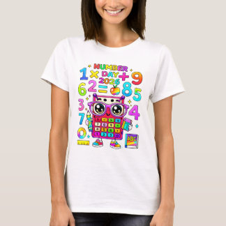 Cute Maths Numbers Panda Calculator T Shirt KidsUK Tシャツ