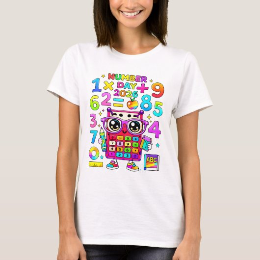 Cute Maths Numbers Panda Calculator T Shirt KidsUK Tシャツ (正面)