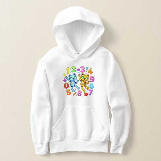Cute Maths Numbers Pattern Cartoon Hoodie Kids UK! (レイダウン)