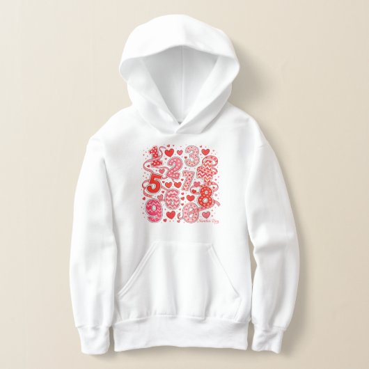 Cute Maths Numbers Pattern Hoodie for Kids (レイダウン)