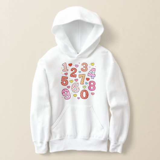 Cute Maths Numbers Pattern Hoodie for Kids (レイダウン)