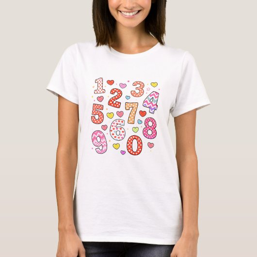 Cute Maths Numbers Pattern T Shirt for Kids Tシャツ (正面)