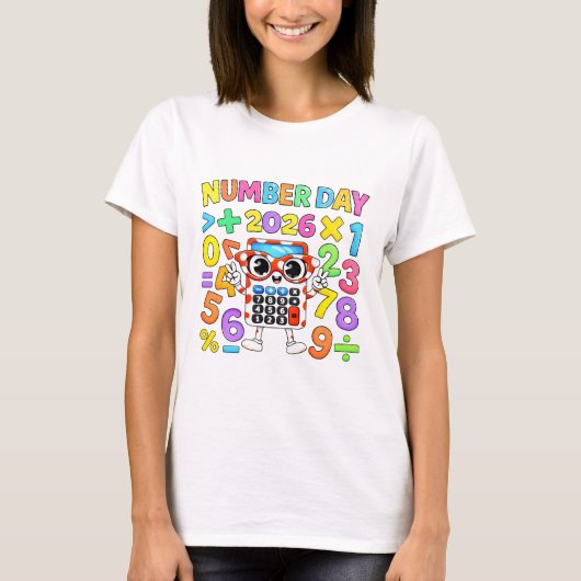 Cute Maths Numbers Robot Calculator T Shirt Kids!! Tシャツ (正面)