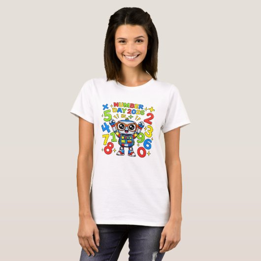Cute Maths Numbers Robot Calculator T Shirt Kids!! Tシャツ (正面フル)