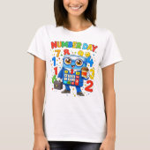 Cute Maths Numbers Robot Number Day T Shirt KidsUK Tシャツ (正面)