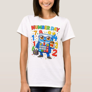 Cute Maths Numbers Robot Number Day T Shirt KidsUK Tシャツ