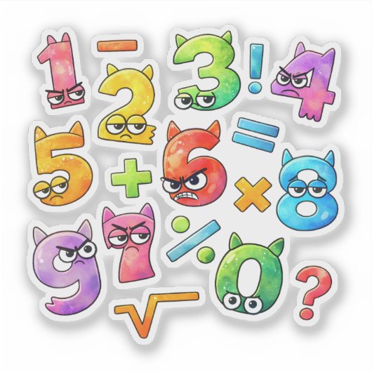 Cute Maths Numbers Sticker for Kids Learning UK シール (正面)