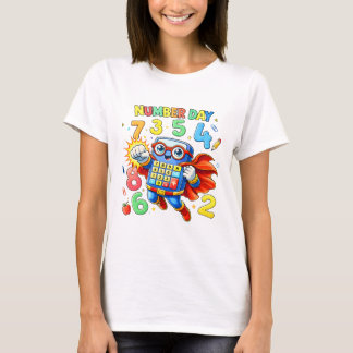 Cute Maths Numbers Superhero Robot T Shirt KidsUK Tシャツ