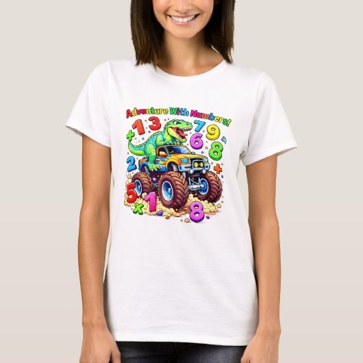 Cute Maths Numbers Tractor Cartoon T Shirt Kids UK Tシャツ (正面)