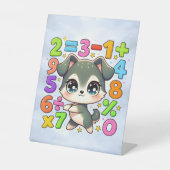 Cute Maths Puppy Numbers Desk Art for Kids 台座サイン (正面)