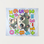 Cute Maths Puppy Numbers Poster for Kids タペストリー (正面(横))