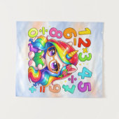 Cute Maths Unicorn Numbers Poster for Kids タペストリー (正面(横))
