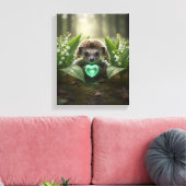 Cute May Hedgehog with Emerald Heart キャンバスプリント (インサイチュ (リビング))