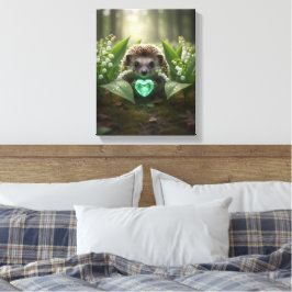 Cute May Hedgehog with Emerald Heart キャンバスプリント