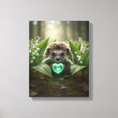 Cute May Hedgehog with Emerald Heart キャンバスプリント (正面)