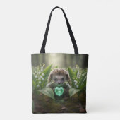 Cute May Hedgehog with Emerald Heart トートバッグ (裏面)