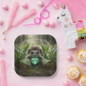 Cute May Hedgehog with Emerald Heart ペーパープレート (パーティー)
