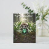Cute May Hedgehog with Emerald Heart ポストカード (スタンド正面)