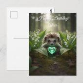 Cute May Hedgehog with Emerald Heart ポストカード (正面/裏面)
