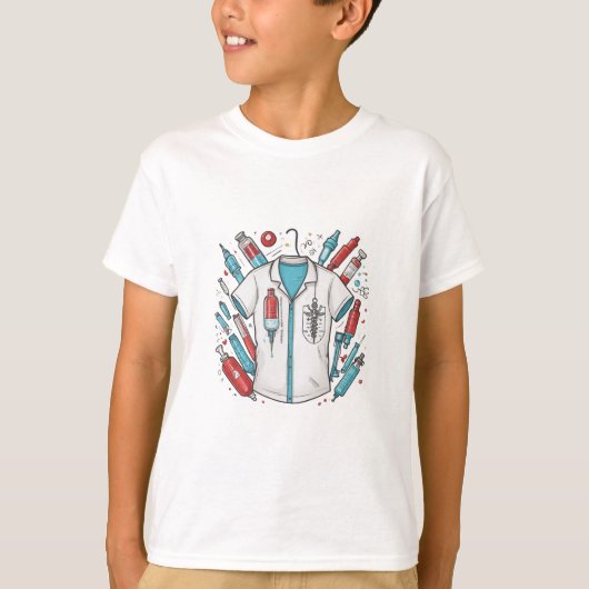 Cute Medical Hero Kids' T-Shirt – Wings & Syringe Tシャツ (正面)