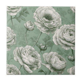 Cute Mediterranean Ranunculus Tiles For Spa-Style タイル