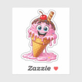 Cute Melting Ice Cream Custom-Cut Vinyl Sticker シール (シート)