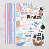 Cute Memaid and Pirates Joint Birthday invitation 招待状 (正面/裏面)