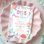 Cute Memaid Dive Into Birthday invitation 招待状