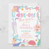 Cute Memaid Oneder the Sea Birthday invitation 招待状 (正面)