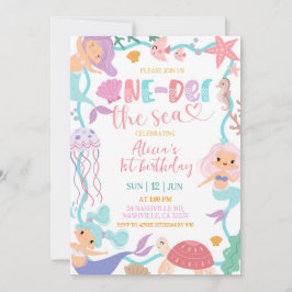Cute Memaid Oneder the Sea Birthday invitation 招待状