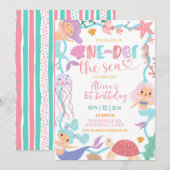 Cute Memaid Oneder the Sea Birthday invitation 招待状 (正面/裏面)