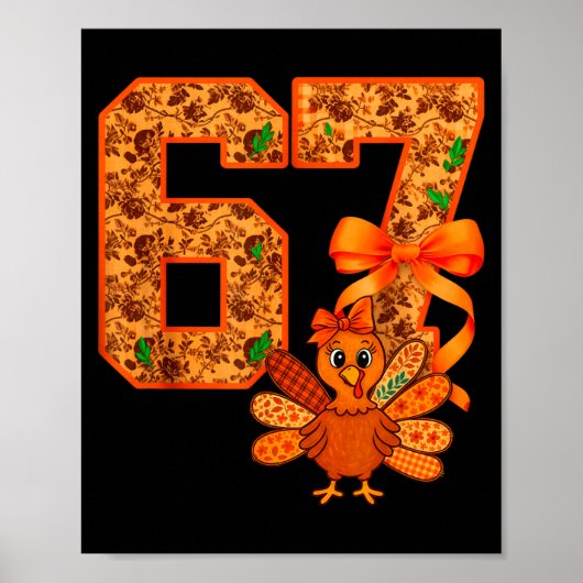 Cute Meme 67 Coquette Bow Turkey Thanksgiving Aest ポスター (正面)