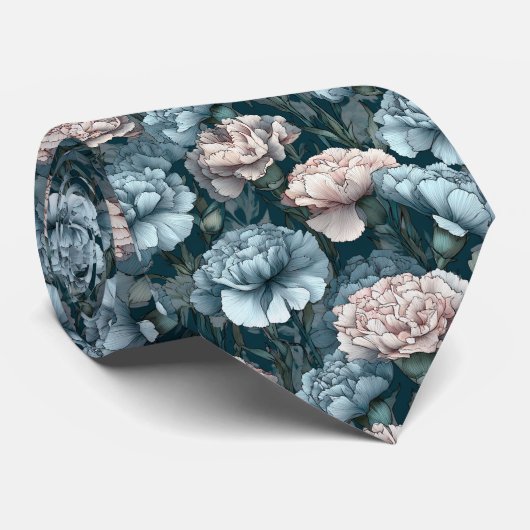 Cute Men Gifts Carnation Floral ネクタイ (ロール)