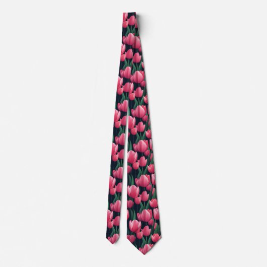 Cute Mens Accessories Tulip Floral ネクタイ (裏面)