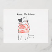 Cute Meowy Christmas 箔シーズンポストカード (正面)