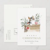 Cute Meowy Christmas Box Cat Corporate Logo シーズンポストカード (正面/裏面)