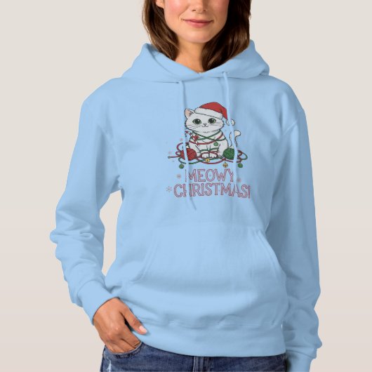Cute Meowy Christmas Cat パーカ (正面)