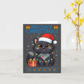 Cute Meowy Christmas Cat – Kawaii Holiday Kitty Te カード (黄色い花)
