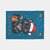 Cute Meowy Christmas Cat – Kawaii Holiday Kitty Te フリースブランケット (正面(横))