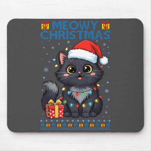Cute Meowy Christmas Cat – Kawaii Holiday Kitty Te マウスパッド (正面)