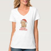 Cute Meowy Christmas Cat Santa Hat Tシャツ (正面)