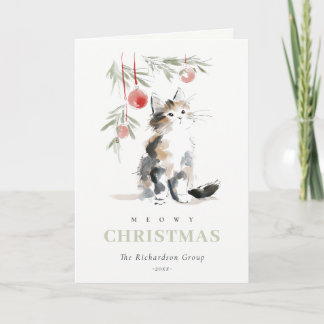 Cute Meowy Christmas Tree Cat Corporate Logo シーズンカード